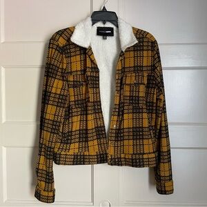 Fashion Nova Sherpa Plaid Jacket Medium